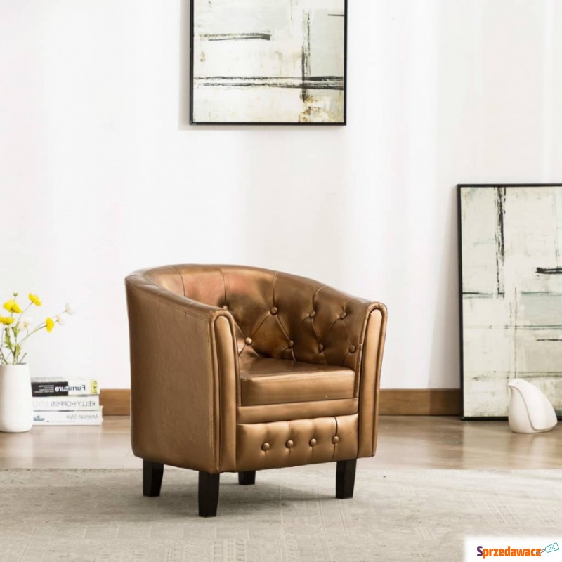 Fotel klubowy, brązowy, sztuczna skóra - Krzesła biurowe - Nowogard
