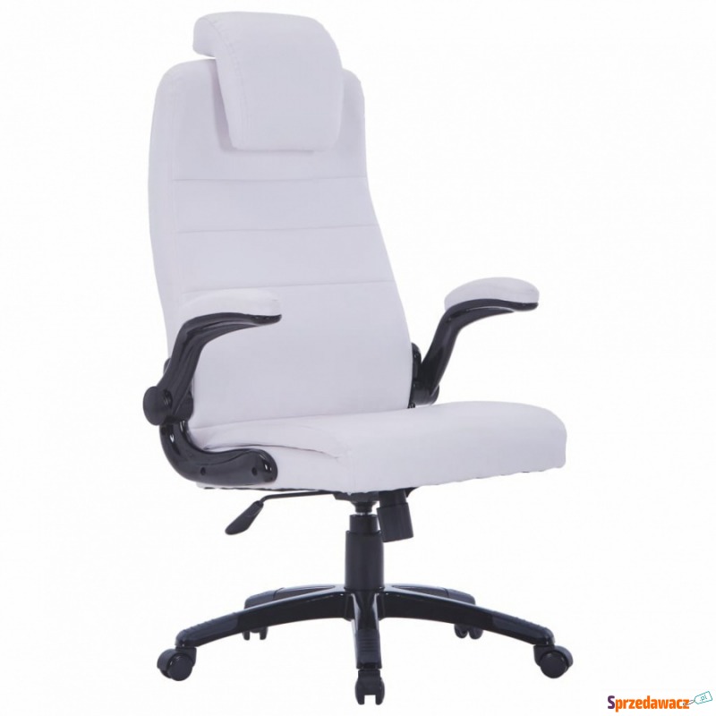Fotel biurowy obrotowy regulowany biały ze skóry... - Krzesła biurowe - Suwałki