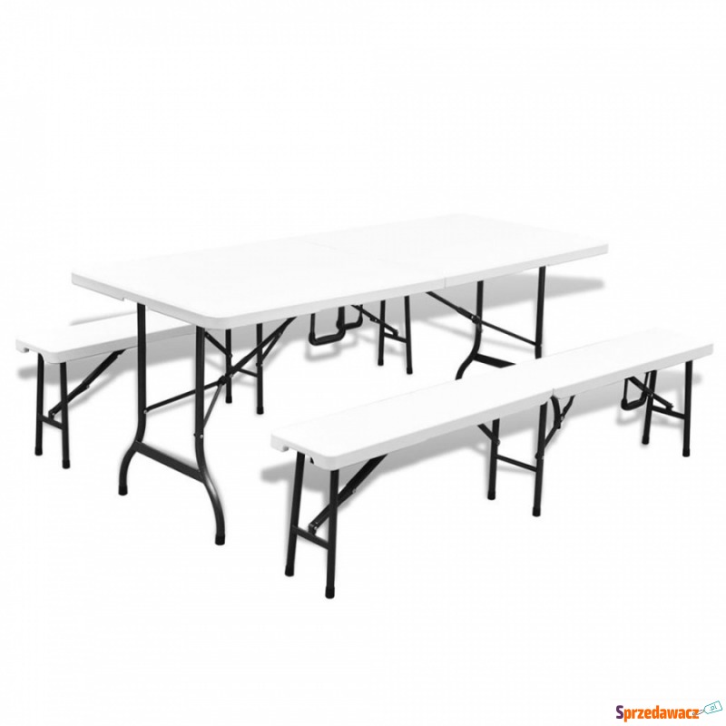 Składany stół ogrodowy z 2 ławkami, 180 cm, s... - Stoły, ławy, stoliki - Lubin