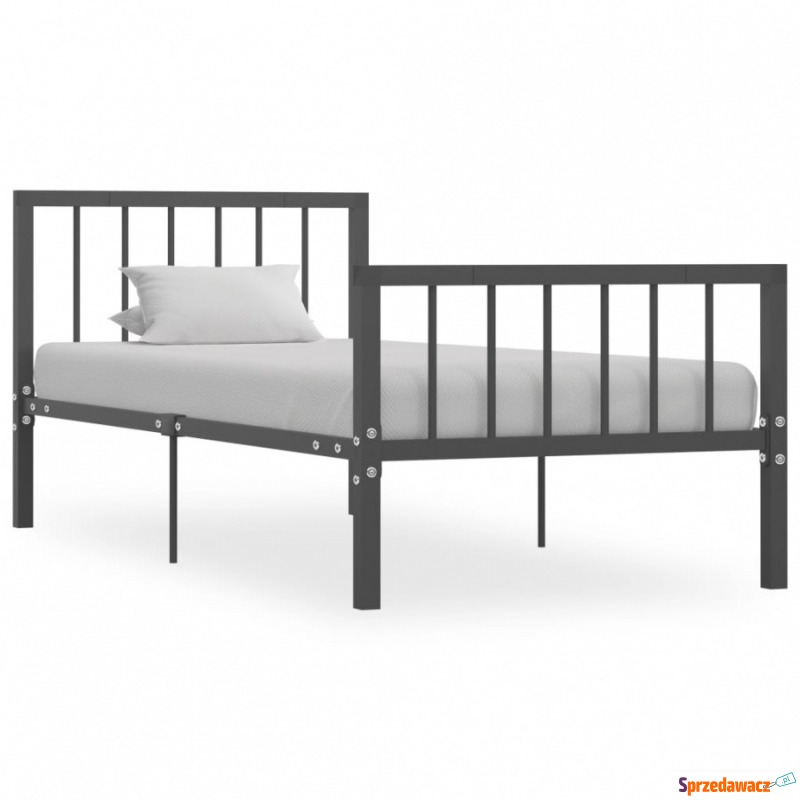 Rama łóżka, szara, metalowa, 90 x 200 cm - Łóżka - Grabówka