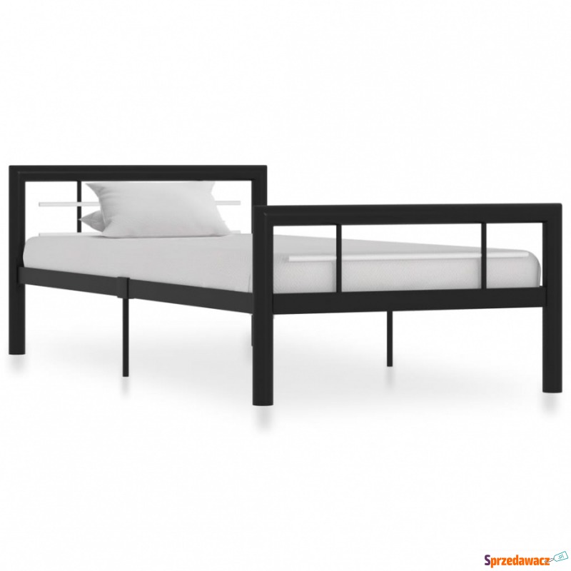 Rama łóżka, czarno-biała, metalowa, 90 x 200 cm - Stelaże do łóżek - Kraczkowa