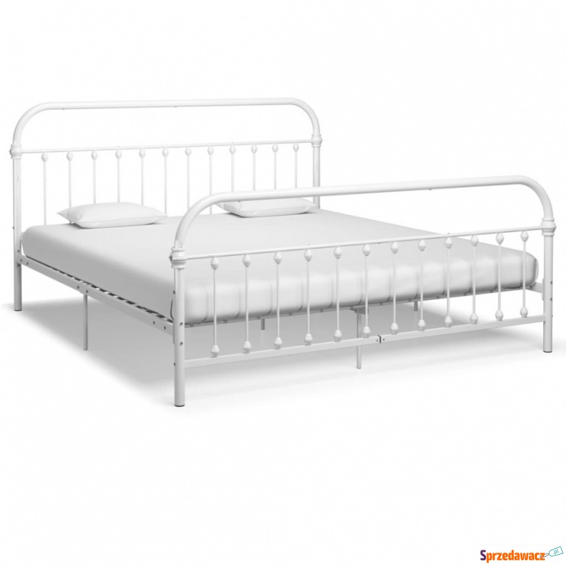 Rama łóżka, biała, metalowa, 180 x 200 cm - Stelaże do łóżek - Krzeszów