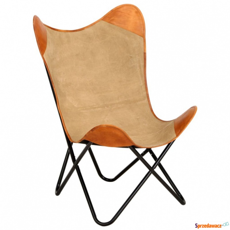 Krzesło motyl, brązowe, skóra naturalna - Krzesła do salonu i jadalni - Siedlęcin