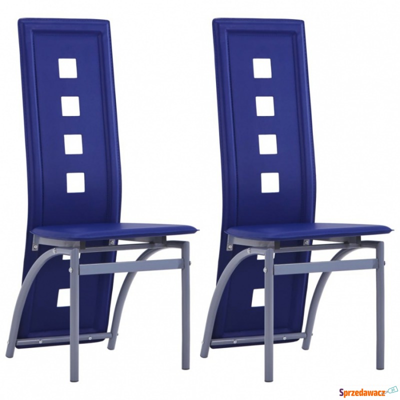 Krzesła do jadalni 2 szt. niebieskie sztuczna... - Krzesła do salonu i jadalni - Runowo