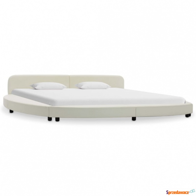 Rama łóżka, biała, sztuczna skóra, 180 x 200 cm - Łóżka - Boguszów-Gorce