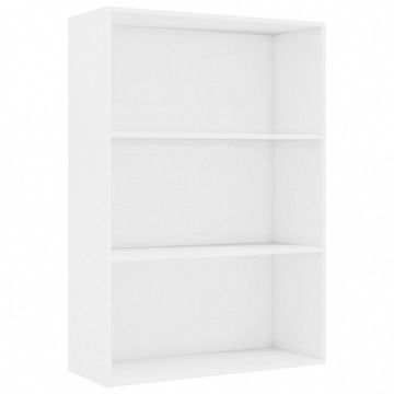 Regał na książki, 3 półki, biały, wysoki połysk, 80x30x114 cm