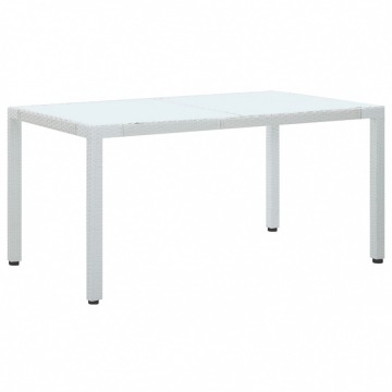 Stół ogrodowy, biały, 150x90x75 cm, rattan PE