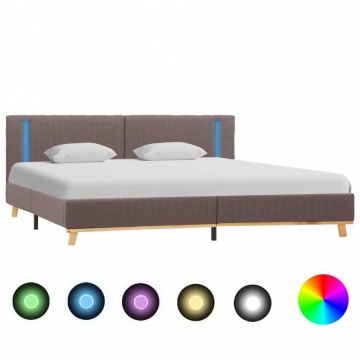 Rama łóżka z LED, taupe, tkanina, 160 x 200 cm