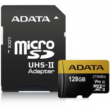 ADATA Premier One microSDXC 128GB 275R/155W UHS-II U3 Class 10 + Adapter