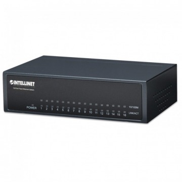 Intellinet 522595 Switch 16x RJ45 Fast Ethernet 10/100, desktop, metalowy