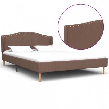Rama łóżka, brązowa, tapicerowana tkaniną, 140 x 200 cm