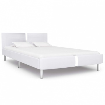 Rama łóżka, biała, sztuczna skóra, 120 x 200 cm