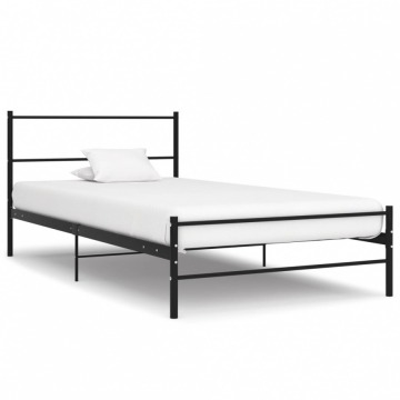 Rama łóżka, czarna, metalowa, 100 x 200 cm