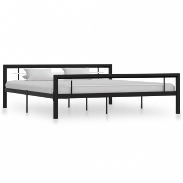 Rama łóżka, czarno-biała, metalowa, 180x200 cm