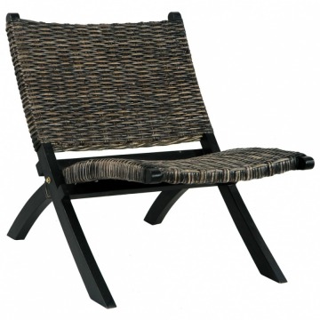 Krzesło czarne naturalny rattan kubu i lite drewno mahoniowe