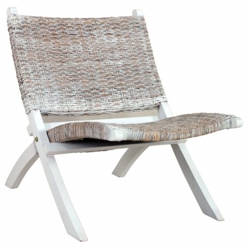 Krzesło białe naturalny rattan kubu i lite drewno mahoniowe