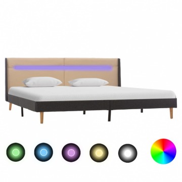 Rama łóżka z LED, kremowa, tkanina, 180 x 200 cm