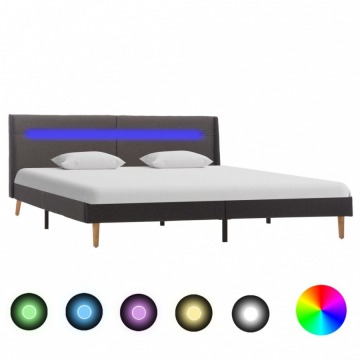 Rama łóżka z LED, szara, tkanina, 140 x 200 cm
