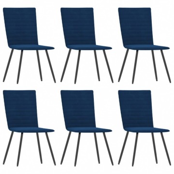 Krzesła stołowe, 6 szt., niebieskie, aksamitne