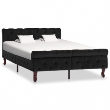 Rama łóżka, czarna, tapicerowana aksamitem, 120 x 200 cm