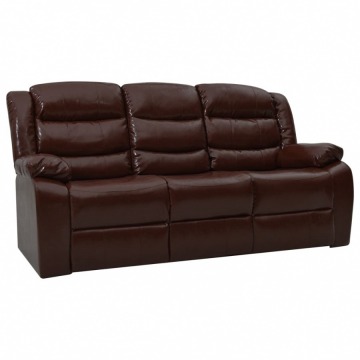 3-osobowa sofa rozkładana, brązowa, sztuczna skóra