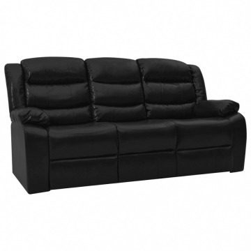 3-osobowa sofa rozkładana, czarna, sztuczna skóra