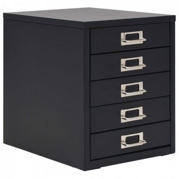 Szafka na dokumenty z 5 szufladami, metal, 28x35x35 cm, czarna