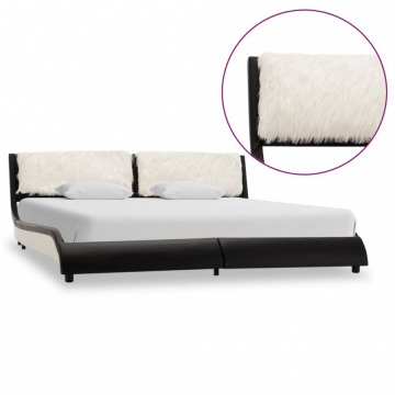 Rama łóżka, czarno-biała, sztuczna skóra, 160 x 200 cm