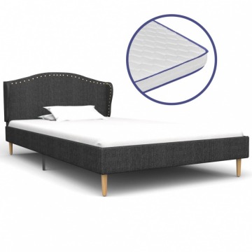 Łóżko z materacem memory, ciemnoszare, tkanina, 90 x 200 cm