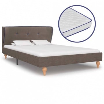 Łóżko z materacem memory, taupe, tkanina, 120 x 200 cm