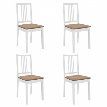 Krzesła do kuchni z poduszkami 4 szt. białe lite drewno
