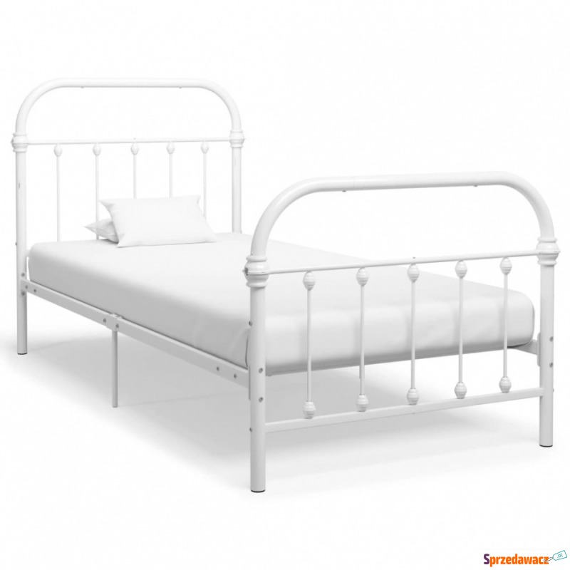 Rama łóżka, biała, metalowa, 100 x 200 cm - Stelaże do łóżek - Krzeszów