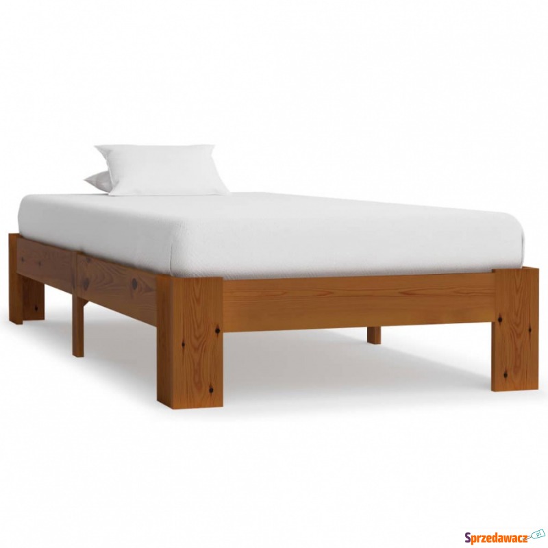 Rama łóżka, jasnobrązowa, lite drewno sosnowe,... - Łóżka - Siemianowice Śląskie