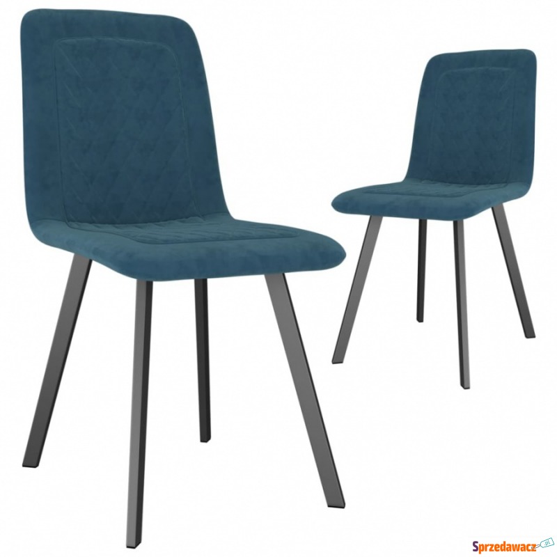 Krzesła do kuchni 2 szt. niebieskie aksamit - Krzesła kuchenne - Bielsko-Biała