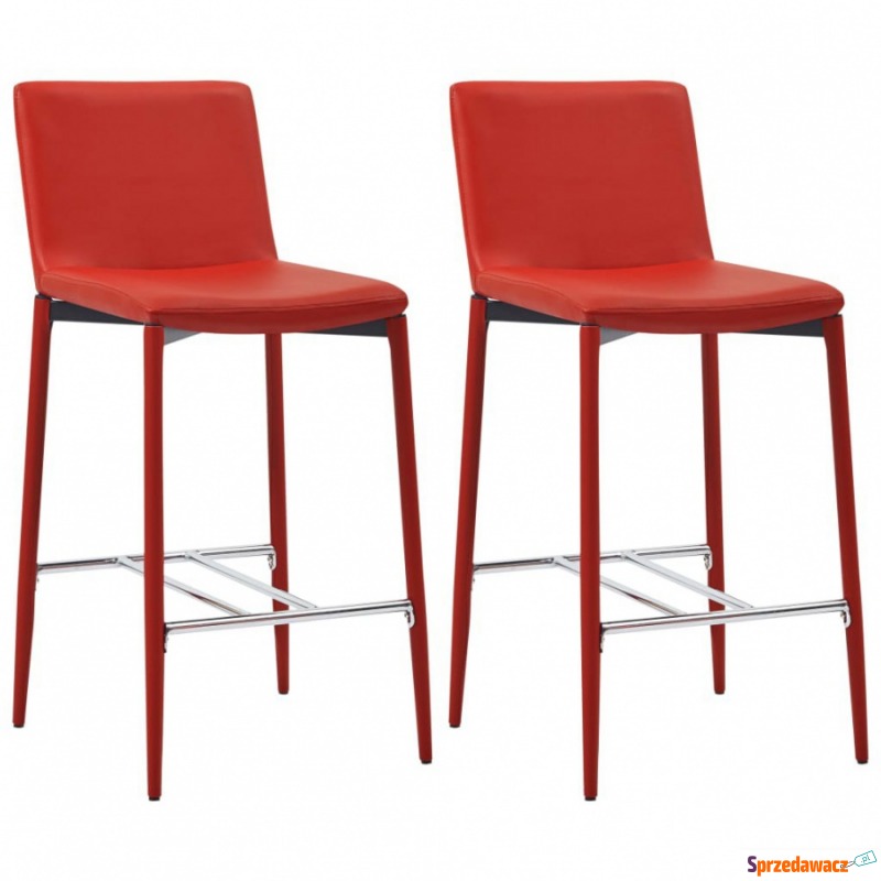Krzesła barowe 2 szt. czerwone sztuczna skóra - Taborety, stołki, hokery - Poznań