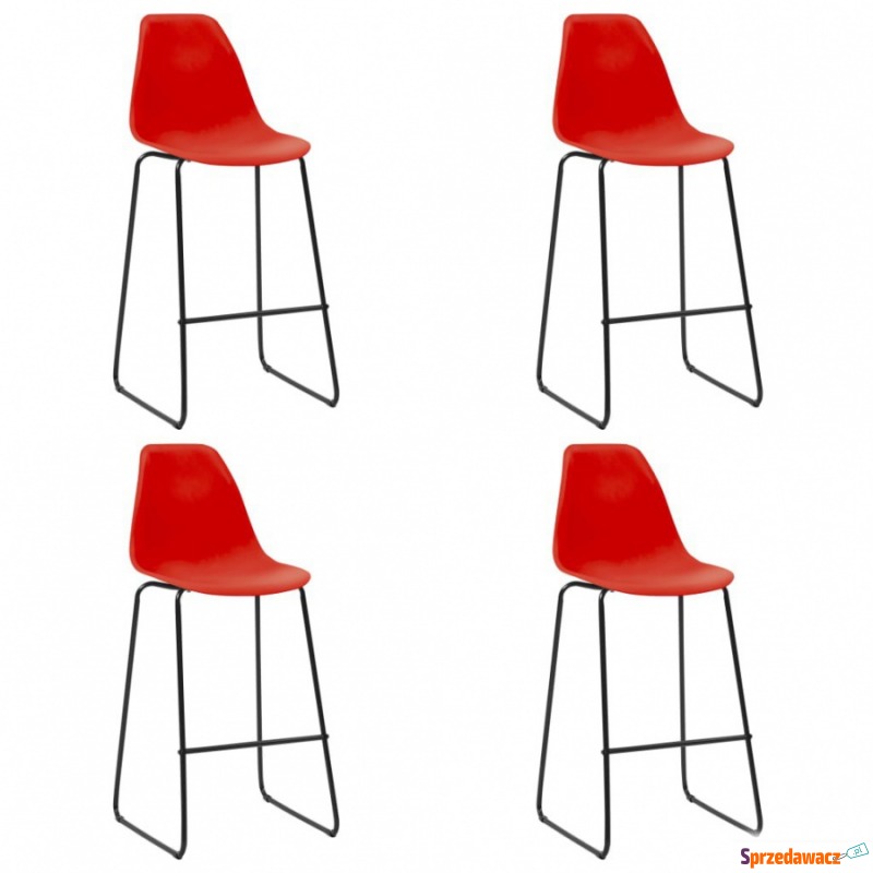 Krzesła barowe 4 szt. czerwone plastik - Taborety, stołki, hokery - Trzebiatów