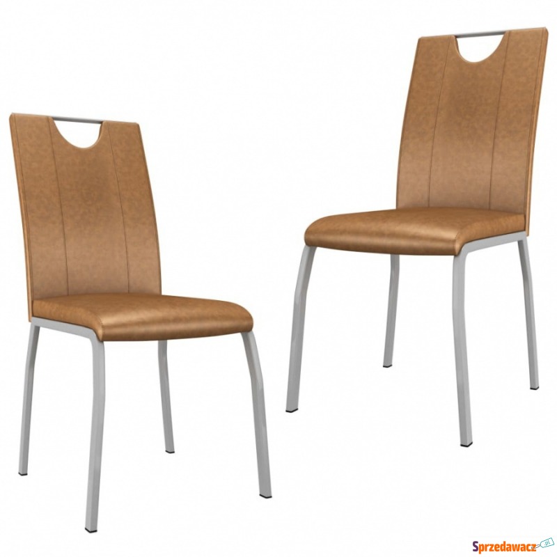 Krzesła do kuchni 2 szt. brązowe sztuczna skóra - Krzesła kuchenne - Zamość
