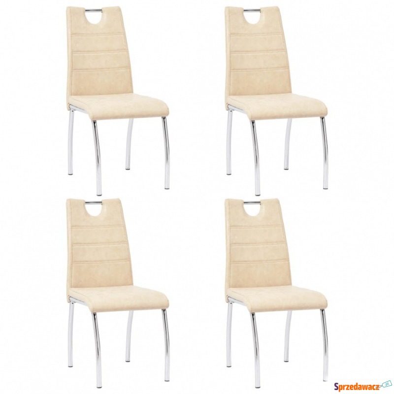 Krzesła do jadalni 4 szt. kremowe sztuczna skóra - Krzesła do salonu i jadalni - Grabówka