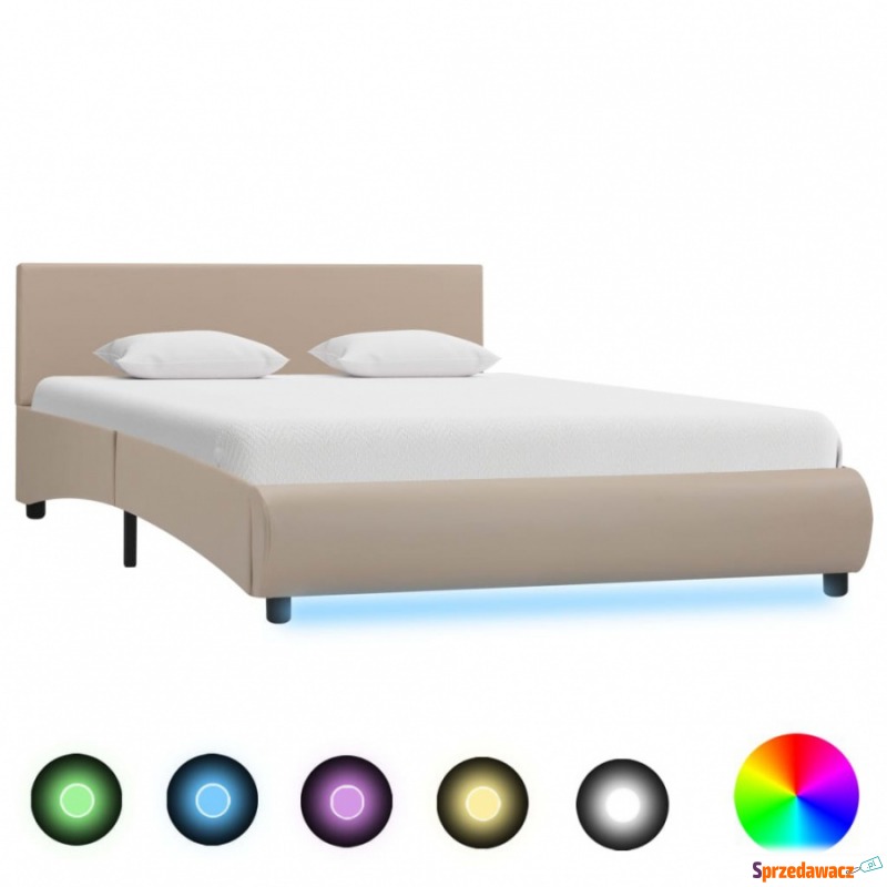 Rama łóżka z LED, cappuccino, sztuczna skóra,... - Łóżka - Grabówka
