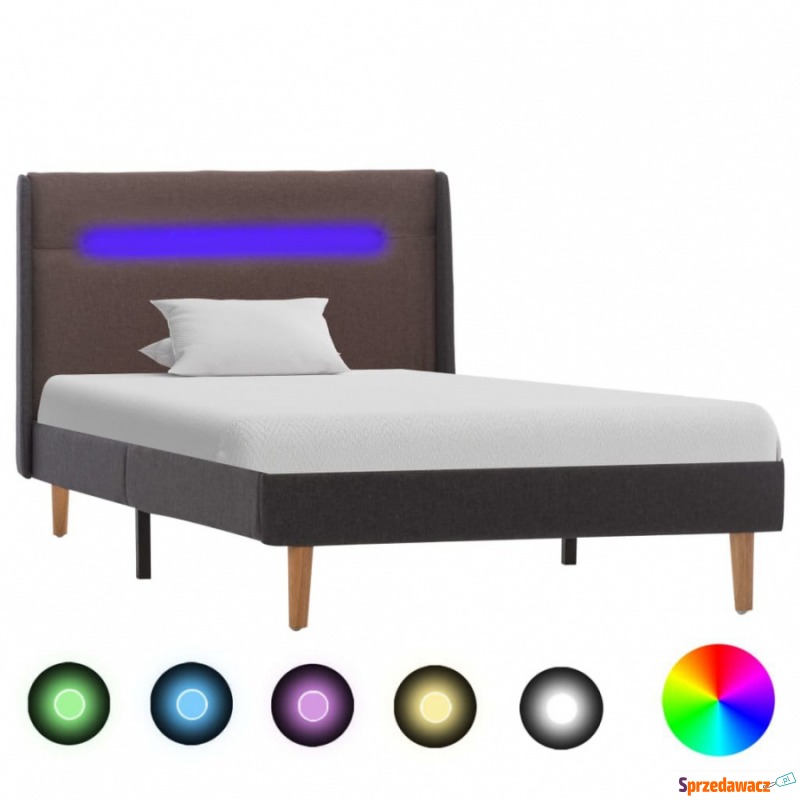Rama łóżka z LED, taupe, tkanina, 100 x 200 cm - Łóżka - Jasło