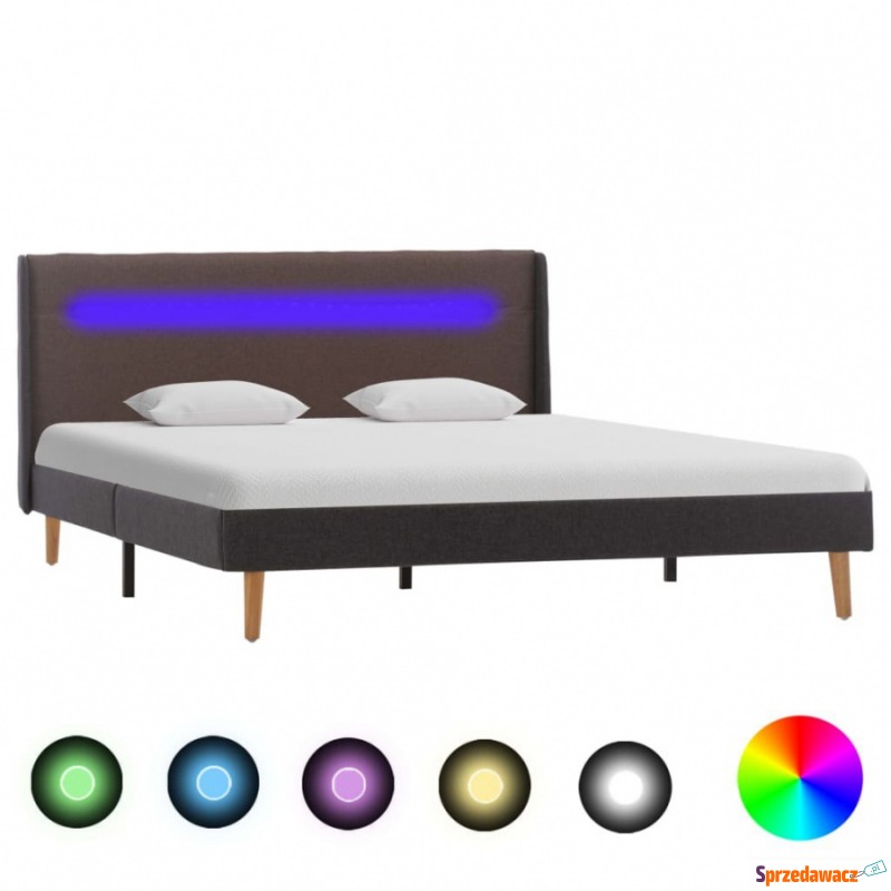 Rama łóżka z LED, taupe, tkanina, 140 x 200 cm - Łóżka - Wyszków