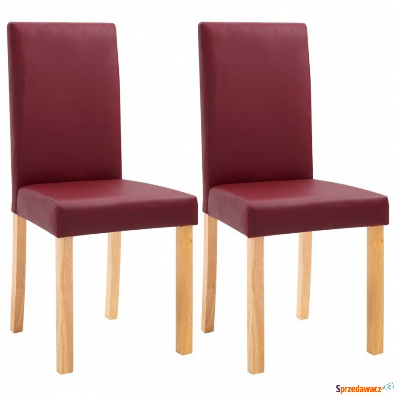Krzesła stołowe, 2 szt., czerwone, sztuczna skóra - Krzesła kuchenne - Starogard Gdański