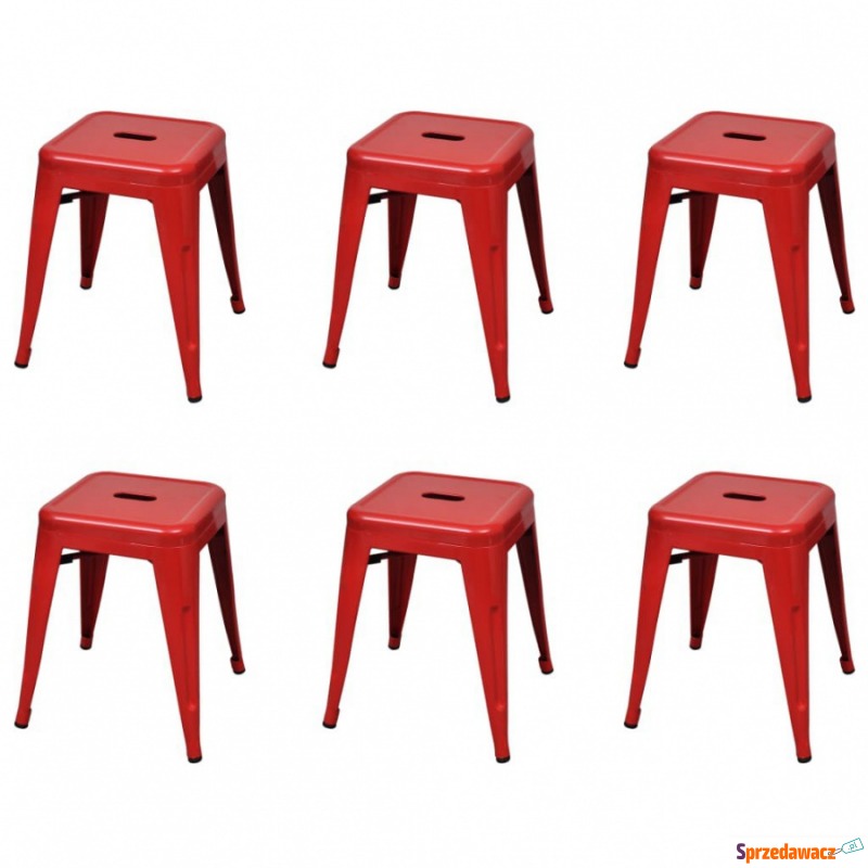 Stołki sztaplowane, 6 szt., czerwone, stalowe - Taborety, stołki, hokery - Nowa Ruda
