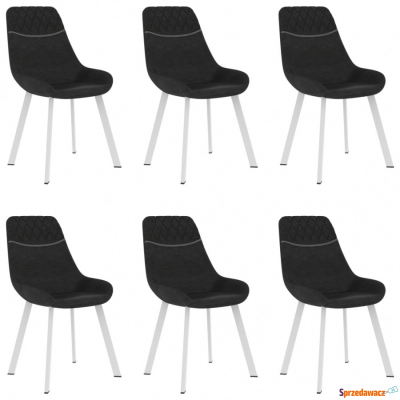 Krzesła jadalniane, 6 szt., czarne, sztuczna skóra - Krzesła do salonu i jadalni - Police