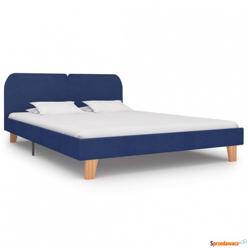 Rama łóżka, niebieska, tkanina, 160 x 200 cm - Łóżka - Koszalin