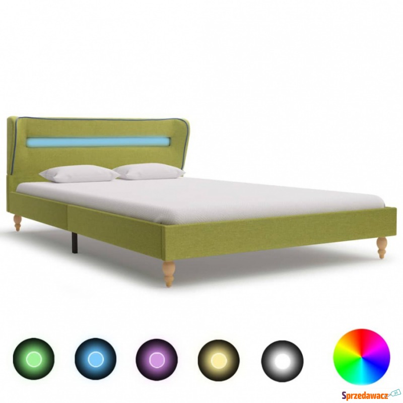 Rama łóżka z LED, zielona, tapicerowana tkani... - Łóżka - Reguły