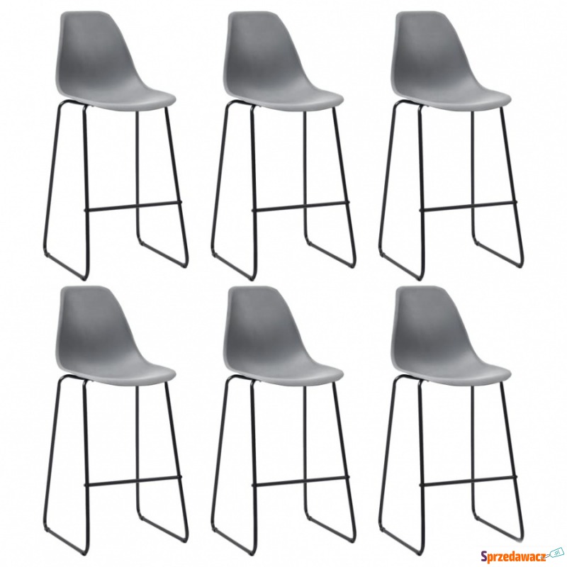 Krzesła barowe 6 szt szare plastik - Taborety, stołki, hokery - Płock