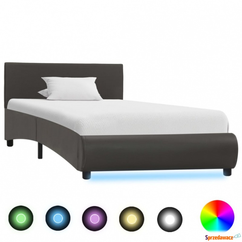 Rama łóżka z LED, szara, sztuczna skóra, 100 x... - Łóżka - Sandomierz