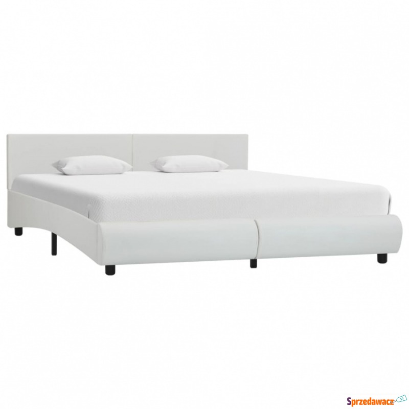 Rama łóżka, biała, sztuczna skóra, 160 x 200 cm - Stelaże do łóżek - Rzeszów