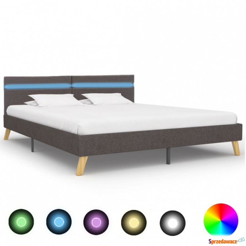 Rama łóżka z LED, jasnoszara, tkanina, 180 x... - Łóżka - Mielec